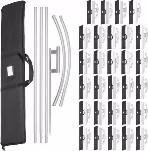 Set di 6 Bandiere Pubblicitarie Personalizzate VEVOR a Piuma con Asta da 4,3m in Alluminio, Colore Bianco