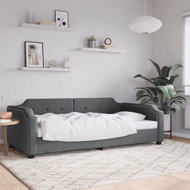 vidaXL Letto da Giorno Moderno in Tessuto Grigio L: 80 cm, P: 200 cm, H: 90 cm
