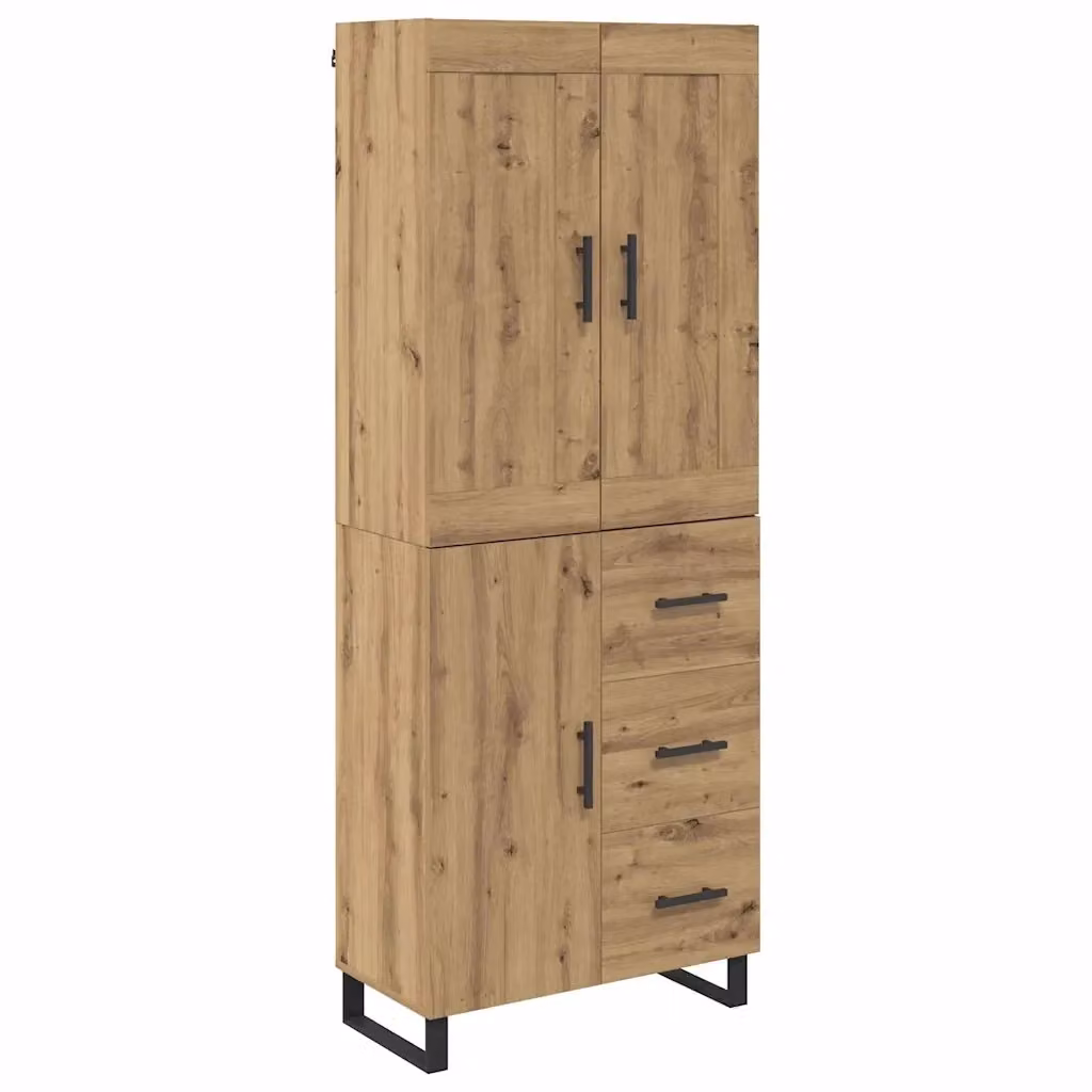 Credenza moderna vidaXL in legno e vetro color rovere, L/P/H: 69,5 x 34 x 180 cm – 2