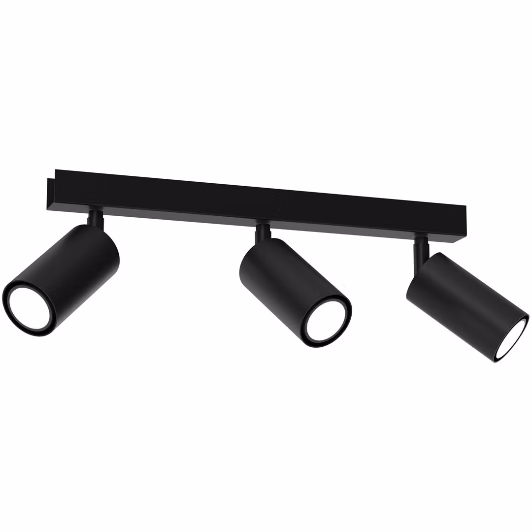 Striscia nera 3 faretti mobili 3xGU10 8W Hudson Milagro