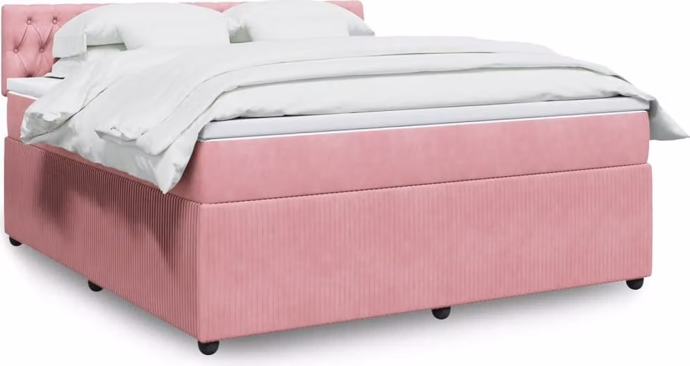 Maison Exclusive - Giroletto a Molle con Materasso Rosa 180x200 cm in Velluto