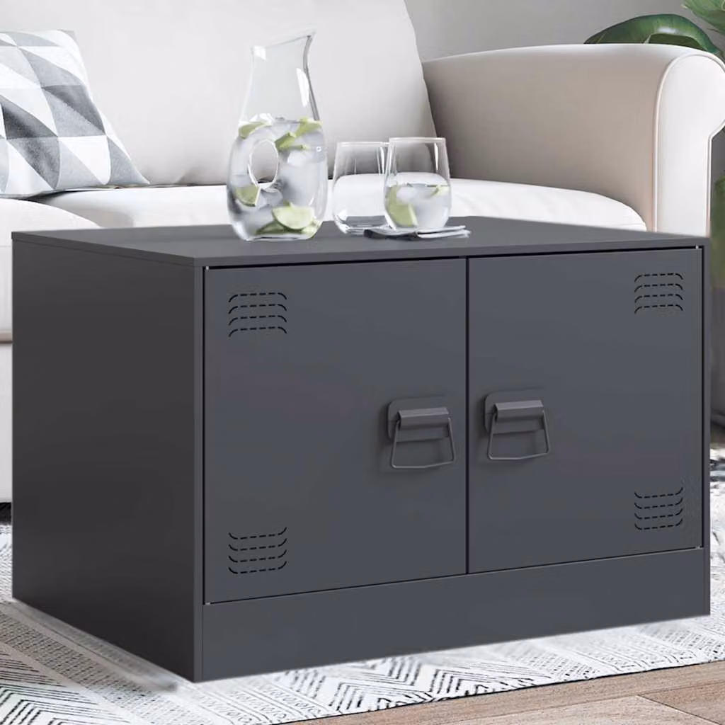 vidaXL Tavolino da Salotto Moderno in Metallo Antracite L/P/H: 67 x 50 x 44 cm