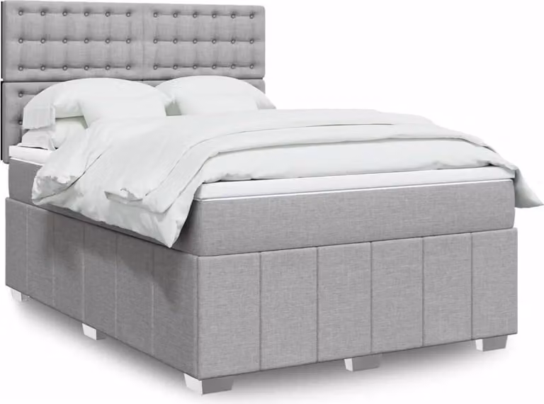 Maison Exclusive - Letto boxspring con materasso Grigio chiaro 140x190 cm Tessuto