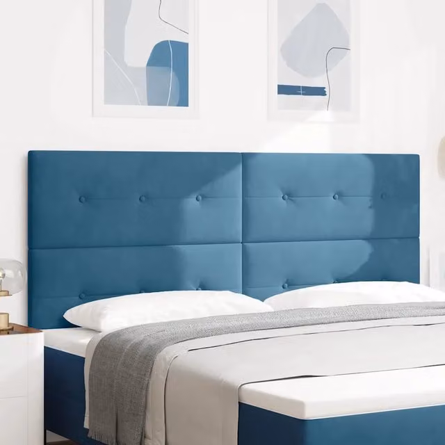 Testiera per letto con illuminazione LED integrata vidaXL in velluto blu, L: 200 cm