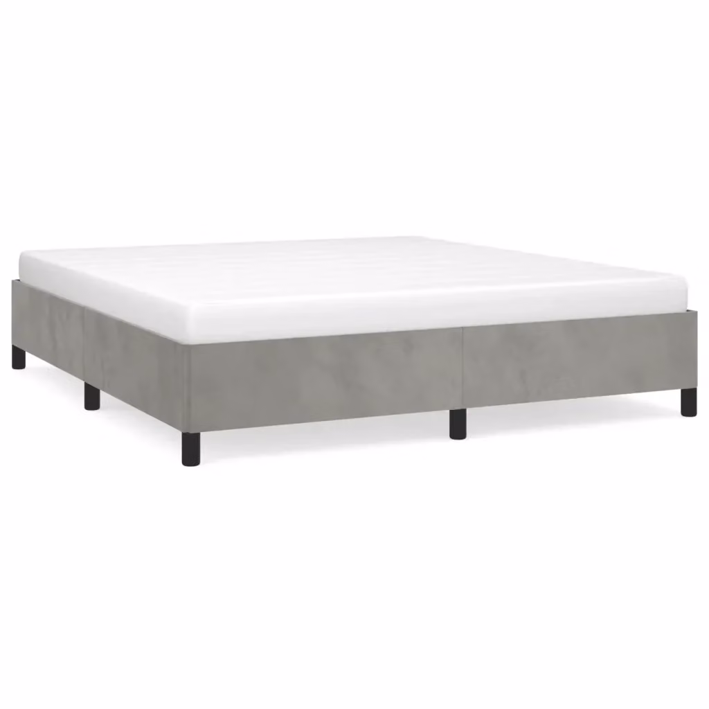 Struttura Letto Design Mania in Velluto Grigio Chiaro con Doghe Composite L/P: 180 x 200 cm – 2
