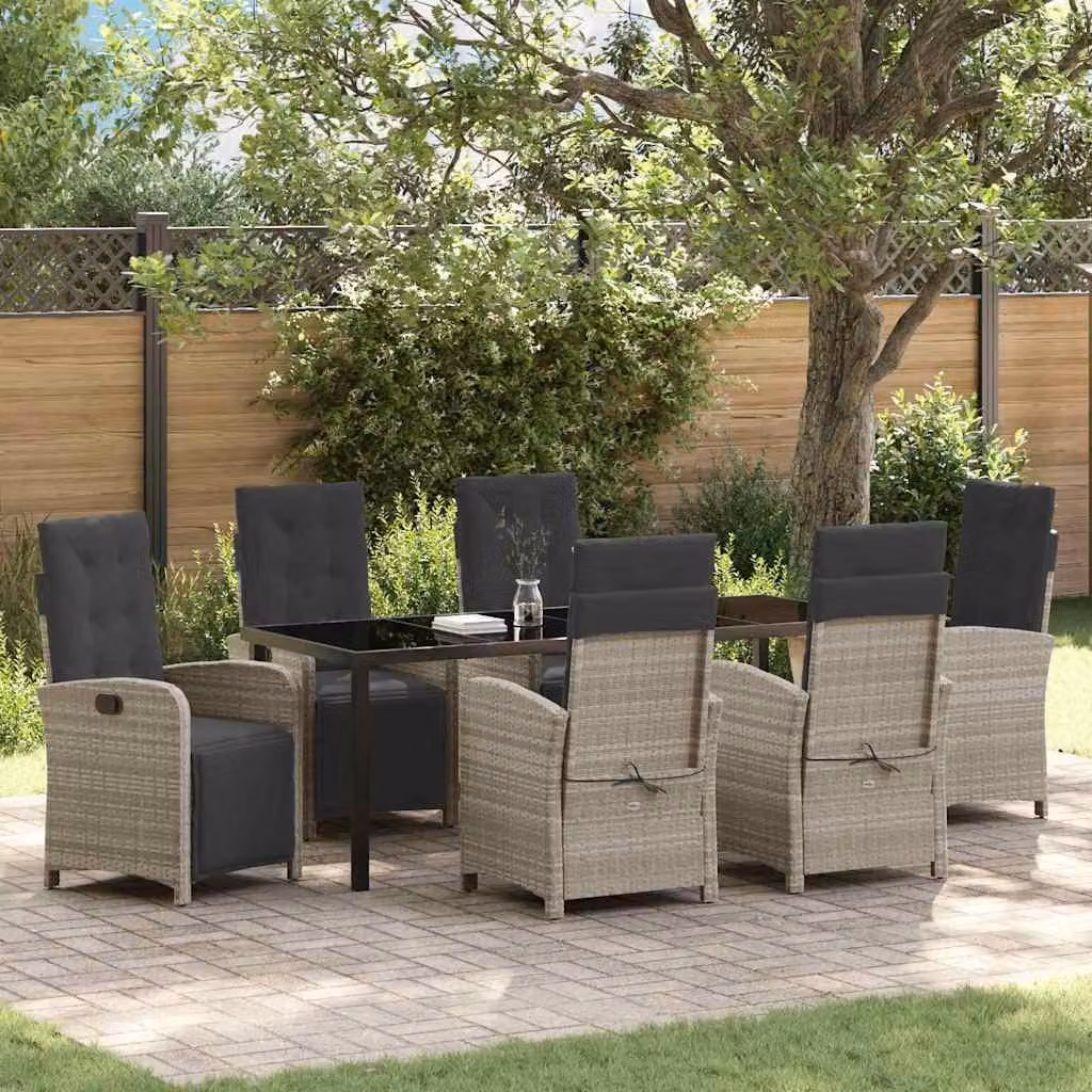 Maison Exclusive - Set da giardino per esterni, 7 pezzi, rattan sintetico color grigio chiaro