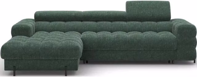 Divano angolare sinistro convertibile Meublorama verde stile minimalista L/P/H: 285 x 99 x 181 cm