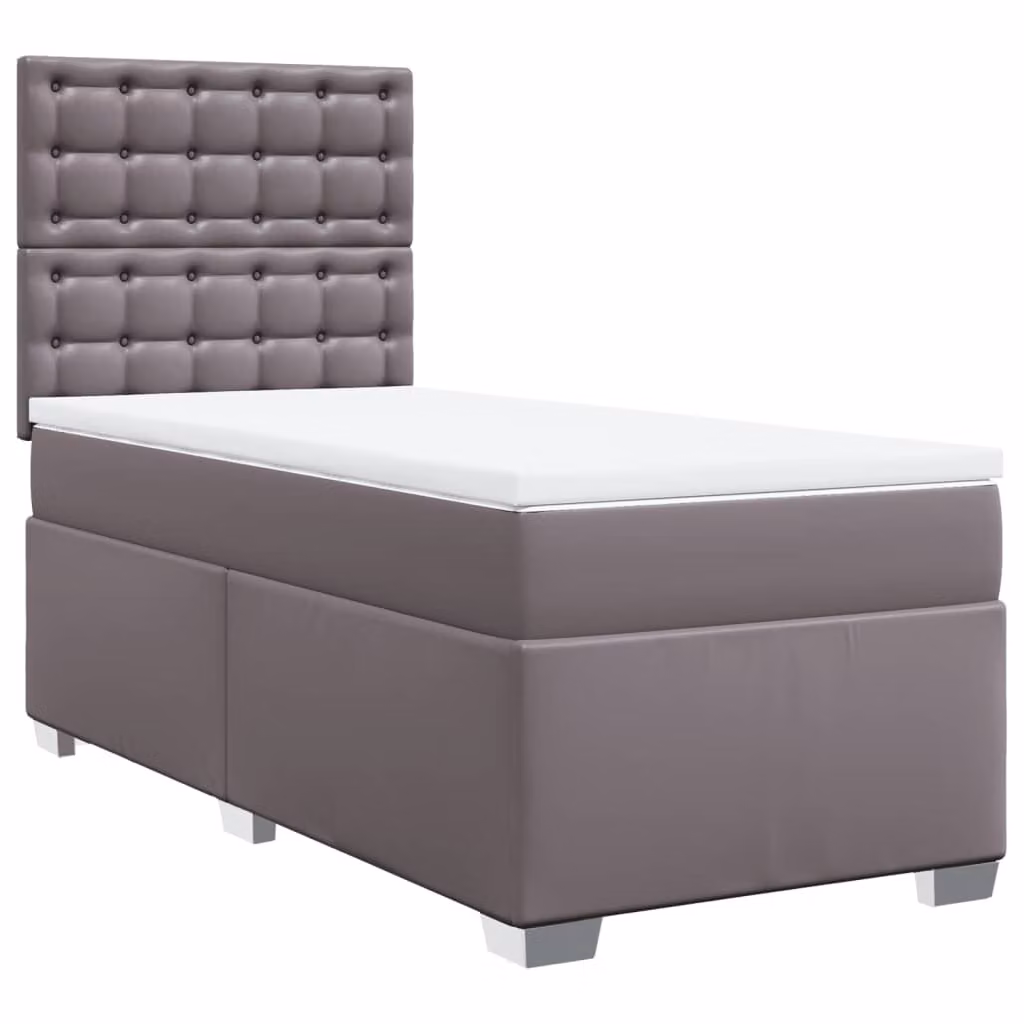 Giroletto a Molle con Materasso Grgio 80x200 cm in Pelle finta