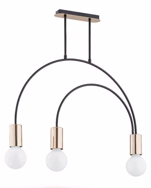 Lampada a sospensione HARRY nero-oro 3xE27x15W in metallo, dimensioni: 65x6,5x65 cm, IP20, Alfa