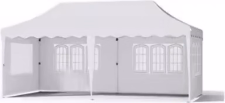 Tenda da festa XL 3×6 m – Gazebo pop-up / Tenda da giardino – Bianco – 6 pareti laterali rimovibili – Regolabile in altezza, impermeabile, resistente alle intemperie, telaio in acciaio verniciato a polvere, tessuto Oxford 210D