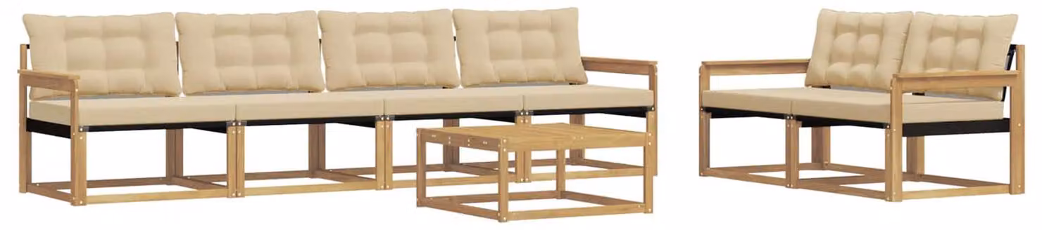 Set di divani da esterno 7 pcs Bianco e Beige 79 x 79 x 37 cm