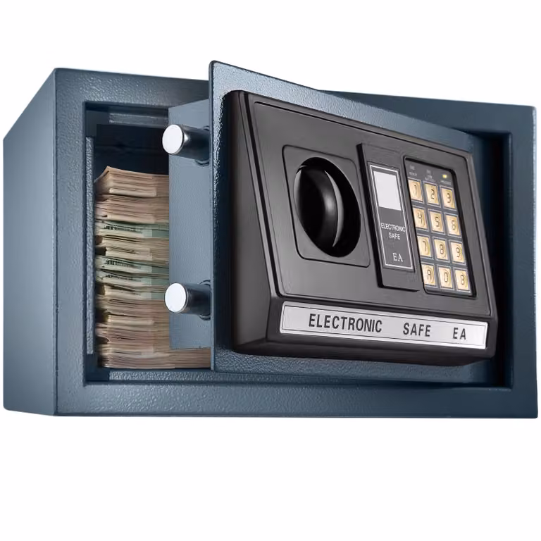 Cassaforte elettronica TecTake in ferro nero con chiavi e indicatore a LED L/P/H: 22 x 20 x 31 cm