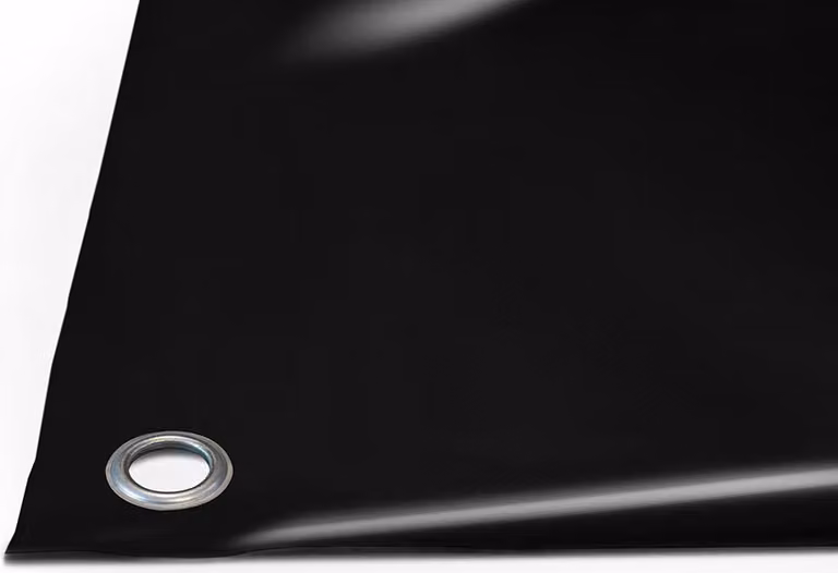 Telone per camion in PVC 900g/m² (3m x 5m, occhielli rotondi da 20 mm, nero RAL9005) al metro con/senza occhielli Telone per tetti Telone per camion industriali Telone per campeggio Telone di protezione Telone di legno