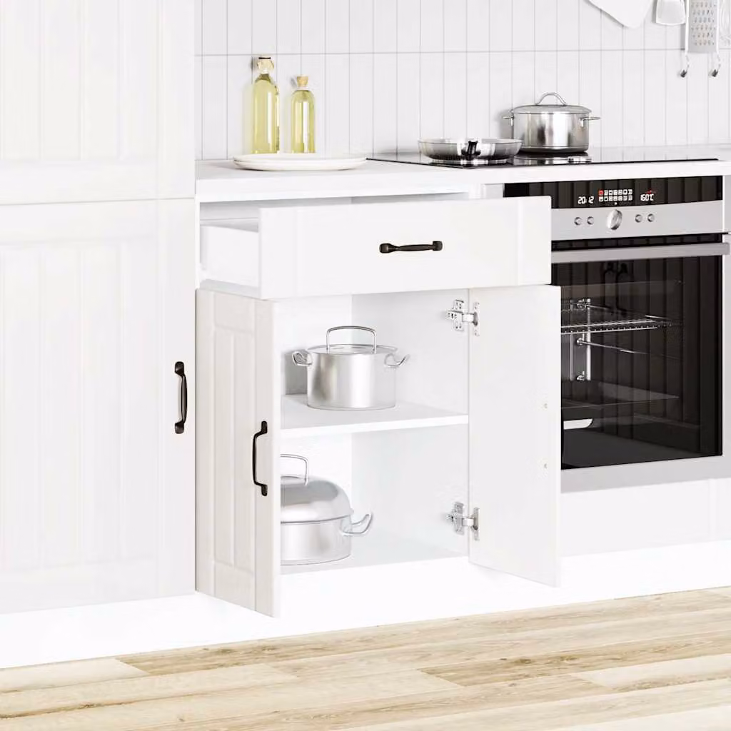 Base da cucina moderna vidaXL Lucca bianco in legno MDF con ante a battente e ripiani interni L: 60,0 cm, P: 46,0 cm, H: 81,5 cm