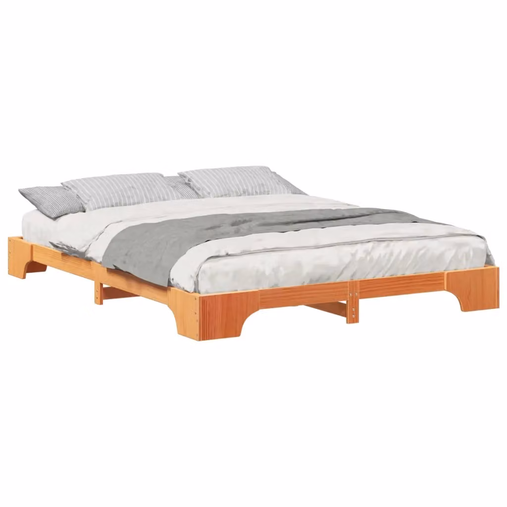 Struttura letto moderno vidaXL in pino massello marrone con cassetti L: 200 cm, P: 220 cm, H: 167 cm – 2