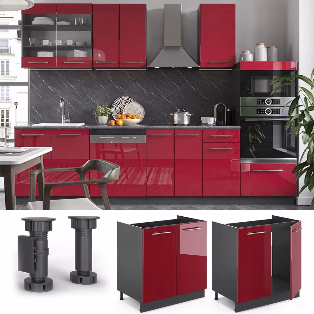 Mobile lavello cucina Vicco Fame-Line bordeaux lucido e antracite senza piano di lavoro L: 80 cm – 2