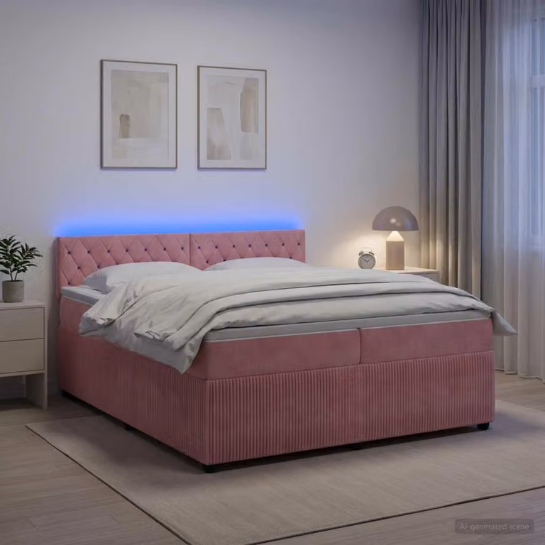Maison Exclusive - Letto boxspring con materasso e testiera Rosa 200 x 200 cm in velluto