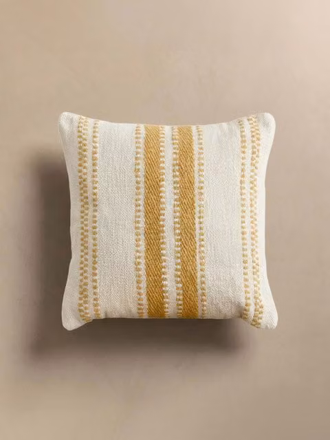 Cuscino quadrato Emor Kenay Home a righe bianco e giallo in cotone, L 45 x P 45 cm
