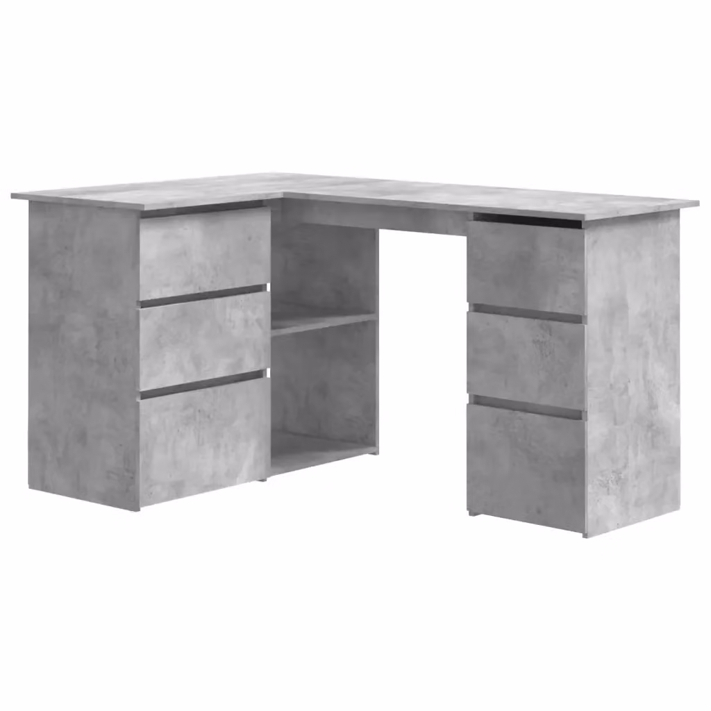 Scrivania angolare moderna vidaXL in legno e MDF, colore grigio cemento, L 145 cm x P 100 cm x H 76 cm – 2