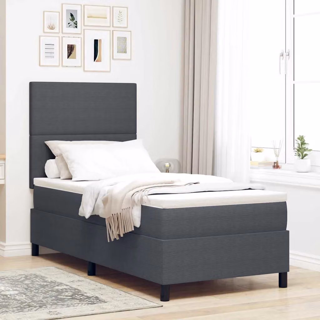 Letto Ibrido Moderno vidaXL con Illuminazione LED Sotto il Letto Grigio e Bianco L: 100 cm, P: 200 cm, H: 40 cm