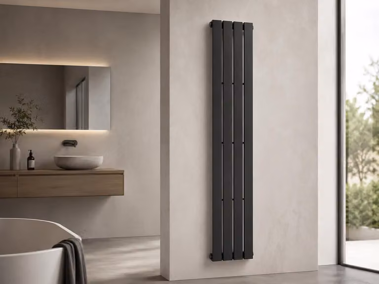 Radiatore da bagno Arlen - attacco laterale - 558 W - nero opaco - 1800x300 mm