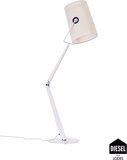 Lampada da terra Lodes x Diesel Fork con paralume in tessuto regolabile, disponibile in bianco, grigio o beige, Altezza: 170.4 cm