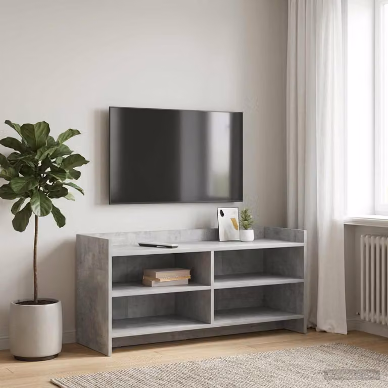 Mobile TV moderno vidaXL in legno ingegnerizzato e grigio cemento L/P/H: 100 x 33 x 47 cm