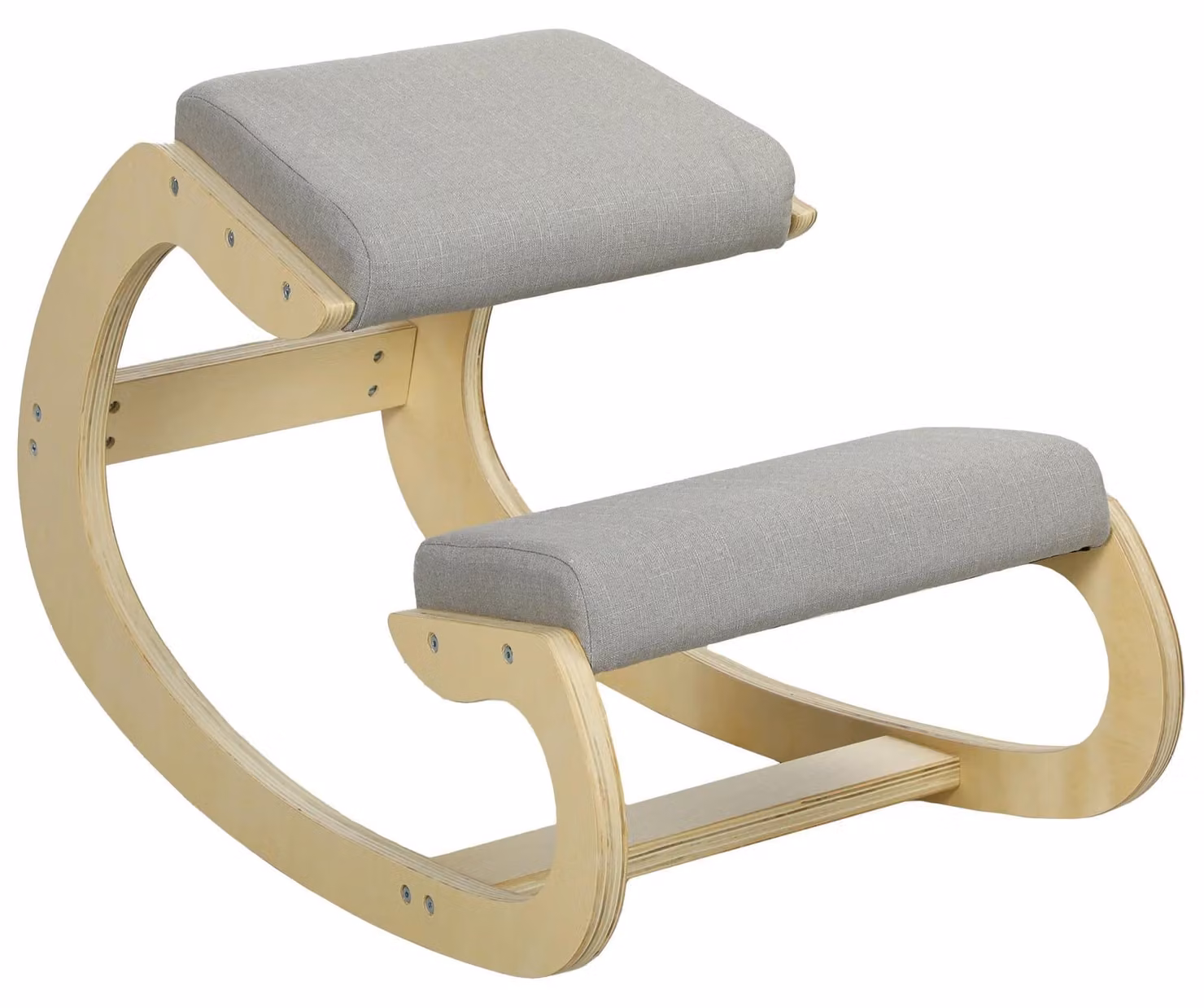 Sedia ergonomica per le ginocchia - Sedia da ufficio imbottita - Regolabile in altezza - Girevole - Struttura in legno - Migliora la postura - Grigio chiaro