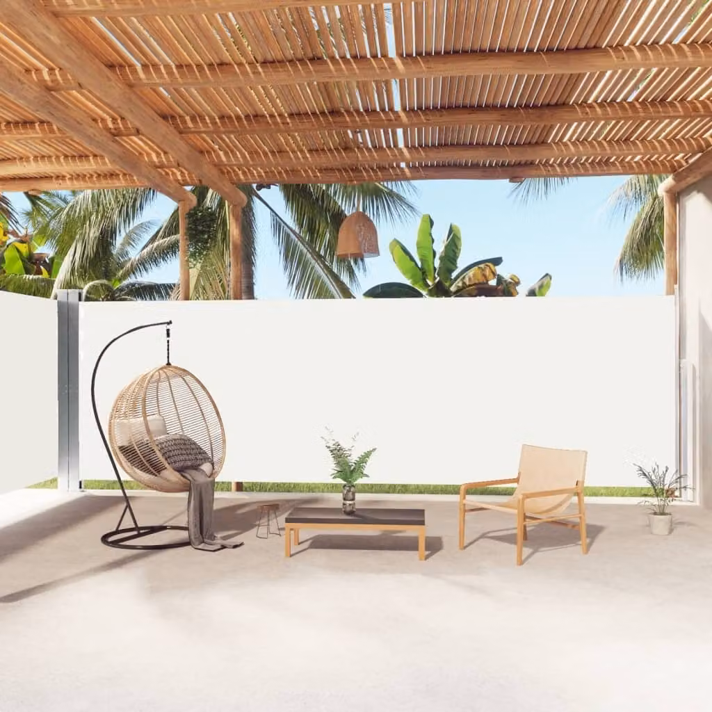 The Living Store Tenda laterale estensibile Crema 200x1000 cm