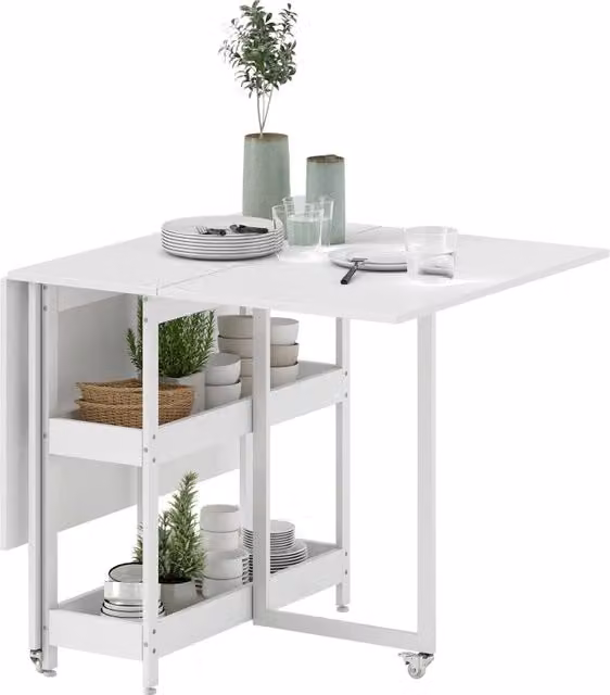 Tavolo da pranzo/cucina pieghevole per 2-4 persone con 2 ripiani aperti, tavolo da pranzo portatile/pieghevole per piccoli spazi, sala da pranzo,