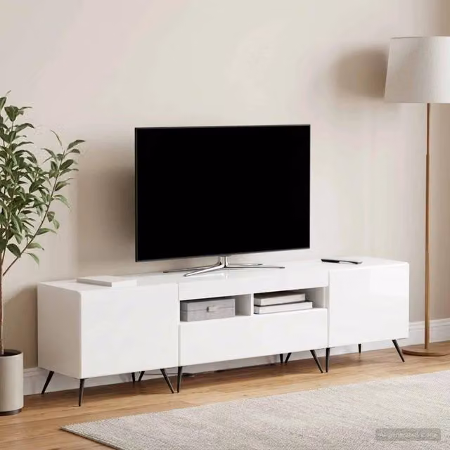 Mobile TV LED BREDA 3 pz Bianco Lucido Legno ingegnerizzato 3416925