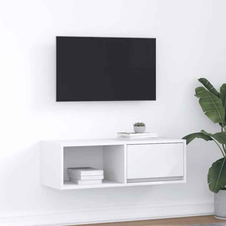 vidaXL Mobile Porta TV Bianco in Legno Multistrato L: 80 cm, P: 31 cm, H: 25,5 cm
