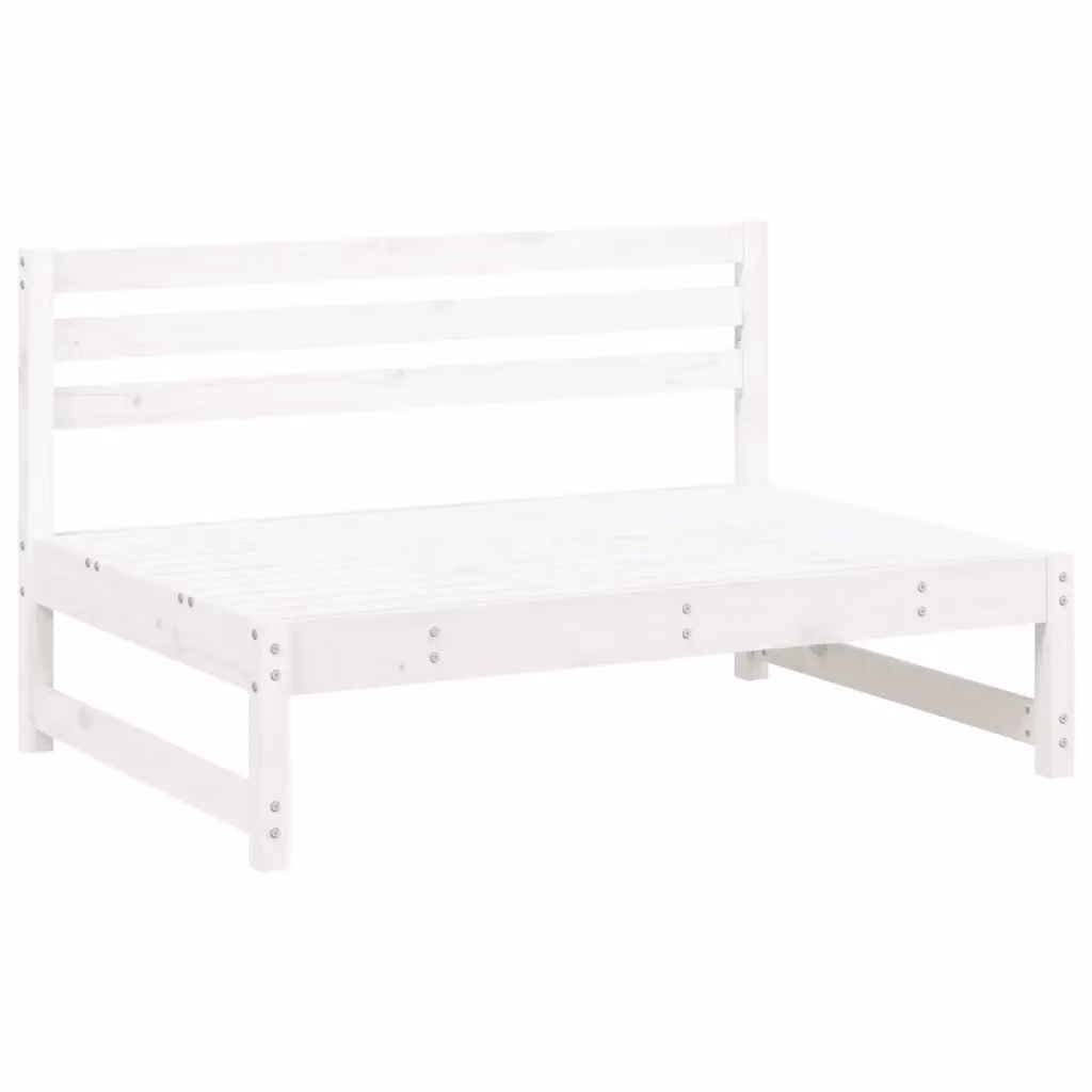 Divano Modulare da Esterno Design Mania in Legno di Pino Massello Bianco L: 120 cm, P: 80 cm, H: 70 cm
