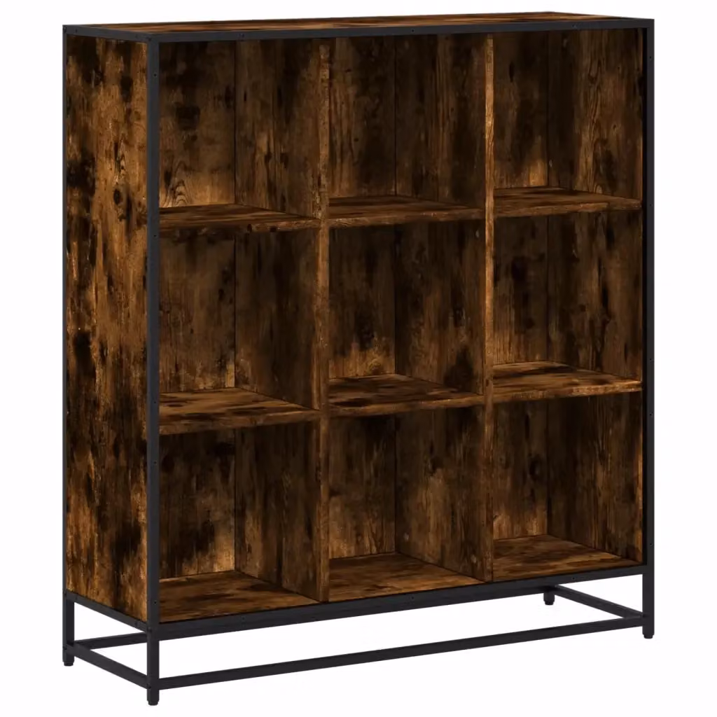 Libreria scaffale Design Mania in stile industrial in legno multistrato e metallo, colore rovere fumo, L: 97,5 cm, P: 33 cm, H: 107,5 cm – 2