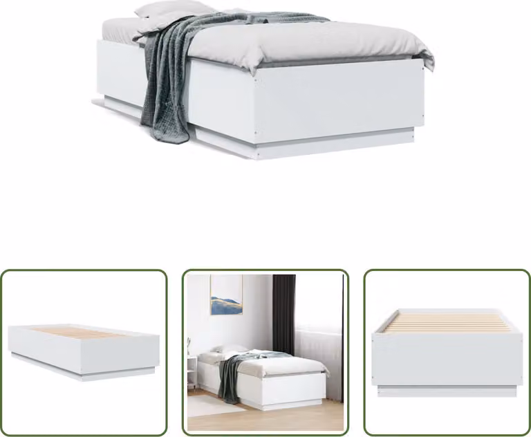The Living Store Struttura letto bianca 75x190 cm in legno