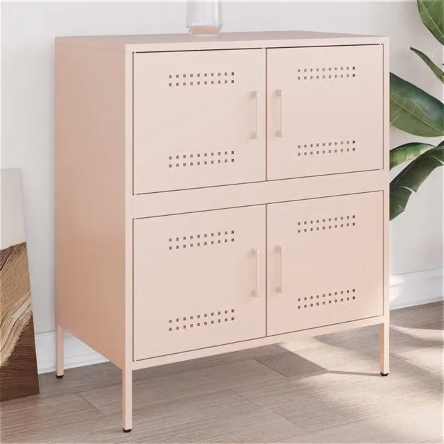 Credenza in metallo rosa stile industrial vidaXL L: 68 cm, P: 39 cm, H: 79 cm