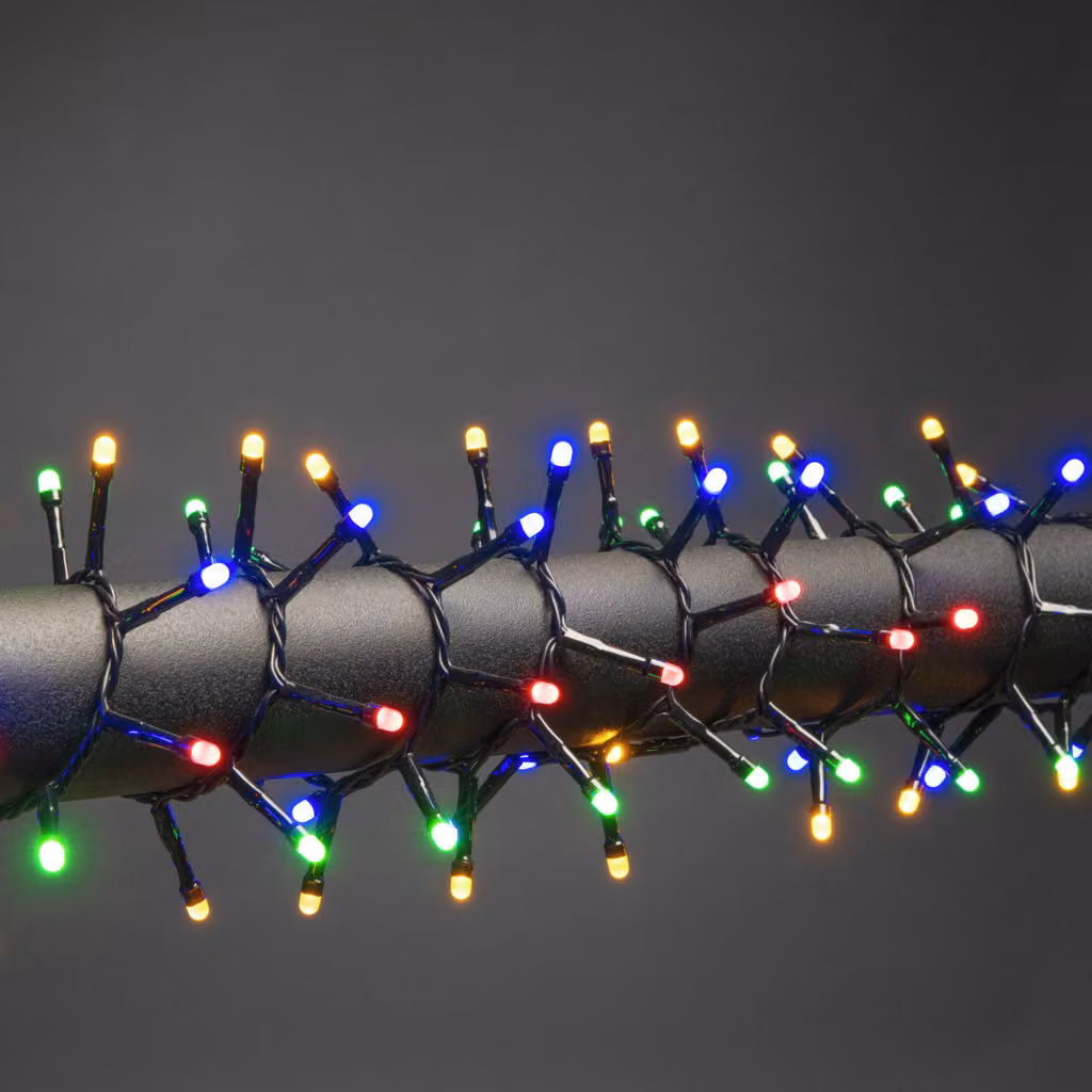 Konstsmide, micro luci LED compatte, con vetro opaco, 1500 diodi colorati, 30V, per uso esterno (IP44), cavo nero - 3871-530