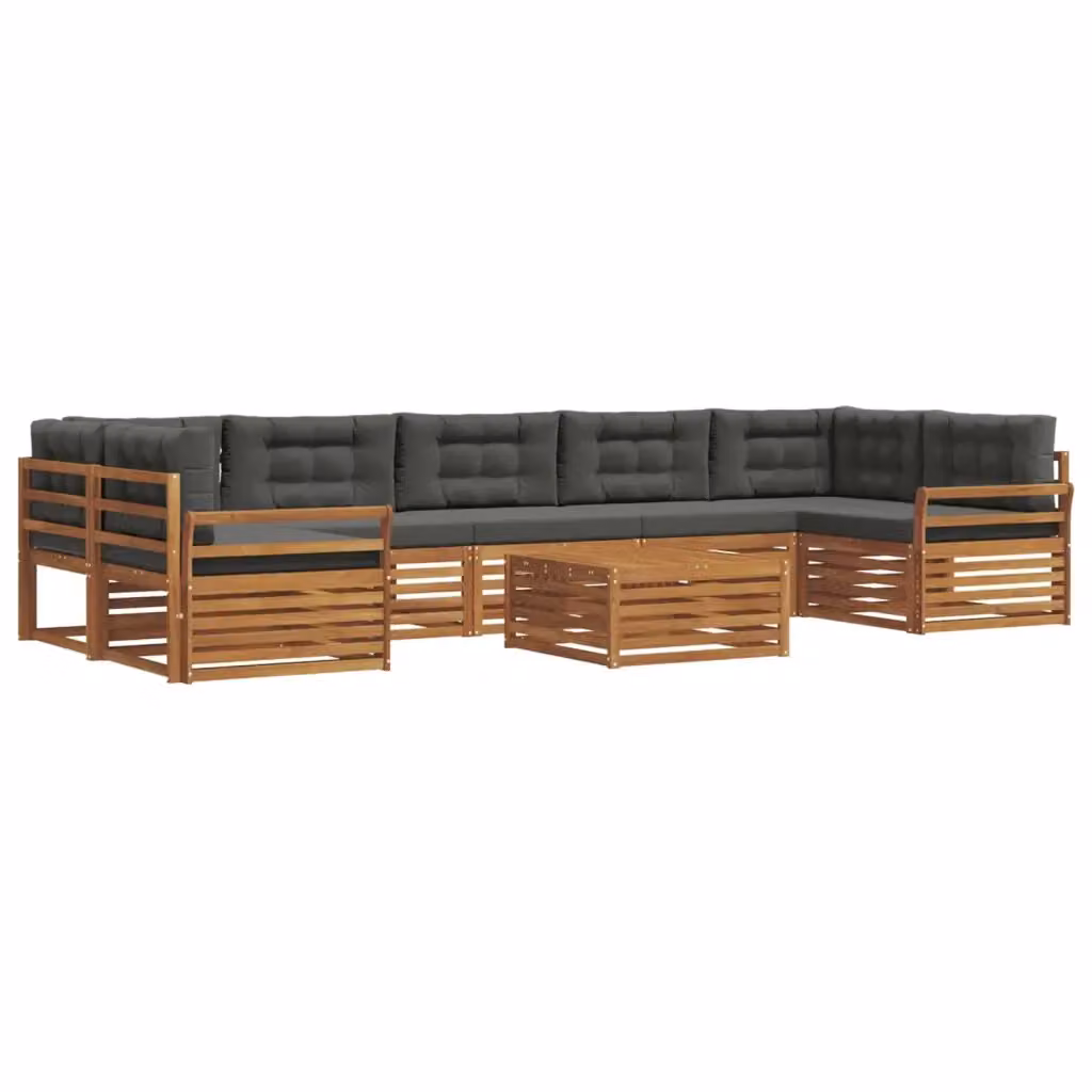 Set di divani da esterno a L vidaXL in legno di acacia con cuscini beige e antracite – 2