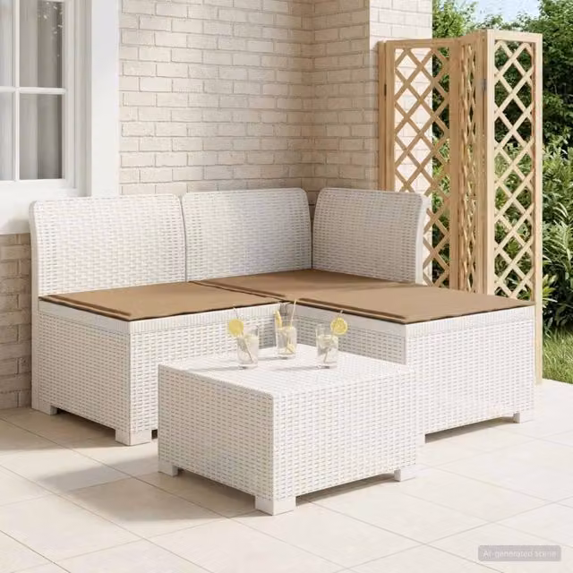 Divano da giardino 3 posti con cuscini in look rattan 3 posto 8011898