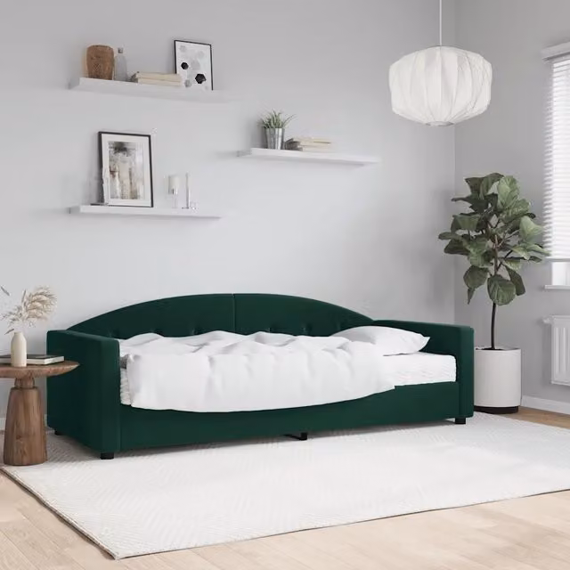 Divano Letto con Materasso-Sofa Letto-Daybed Verde Scuro 80x200 cm in Velluto 845640