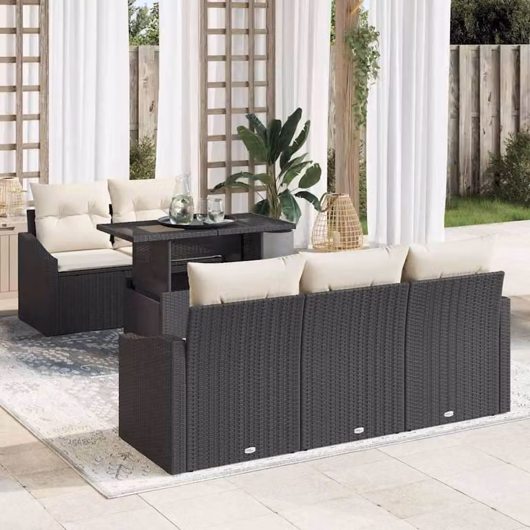 Maison Exclusive - Set da giardino con divano, 6 pezzi, colore nero, realizzato in rattan sintetico