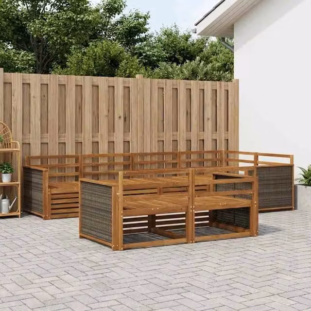Set di divani da esterno 7 pz Naturale 3383467
