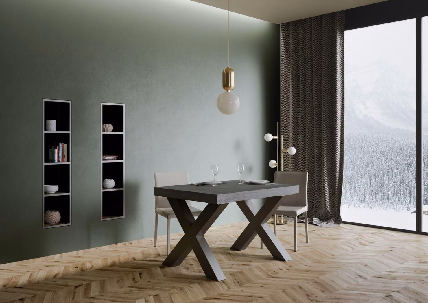 ITAMOBY - Tavolo allungabile 130/390x90 cm Traffic cemento gambe antracite