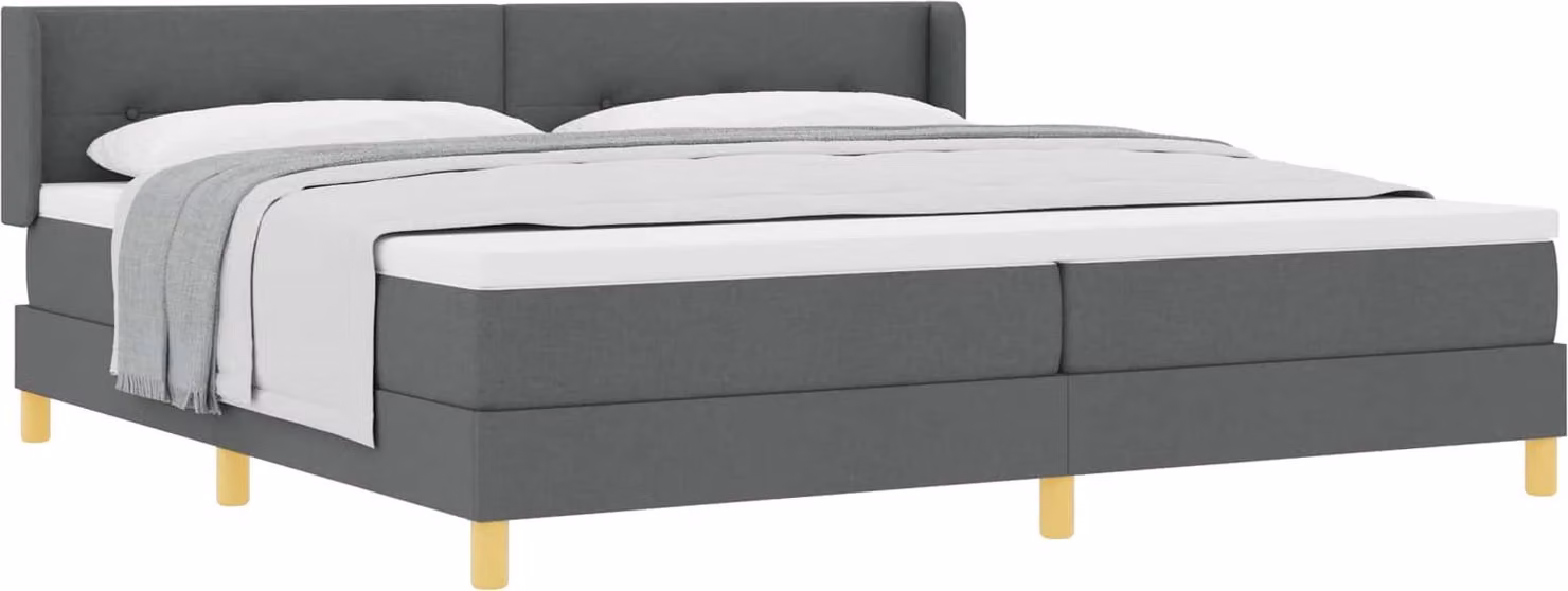 Letto a molle con testiera grigio scuro 200 x 200 cm in tessuto