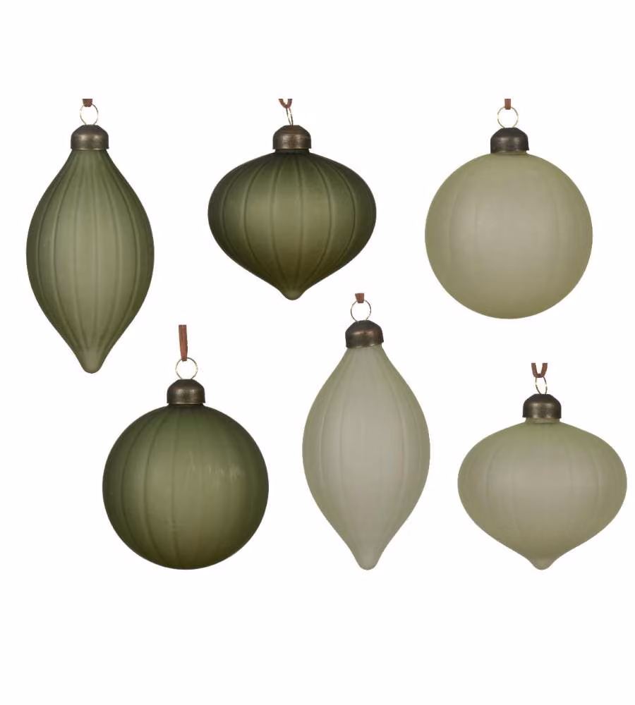 Decoris Sfera di Natale Verde Opaco - Varie Forme e Tonalità - 8 cm