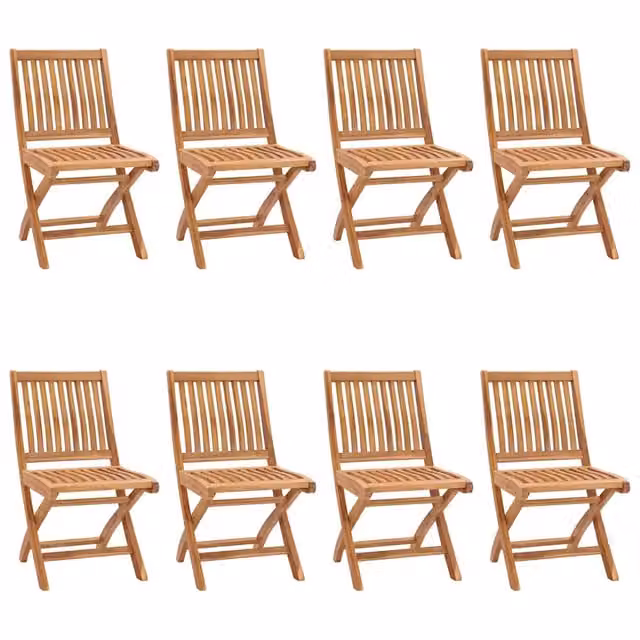 Set di 8 sedie pieghevoli vidaXL in legno di teak con cuscini beige e marroni per giardino