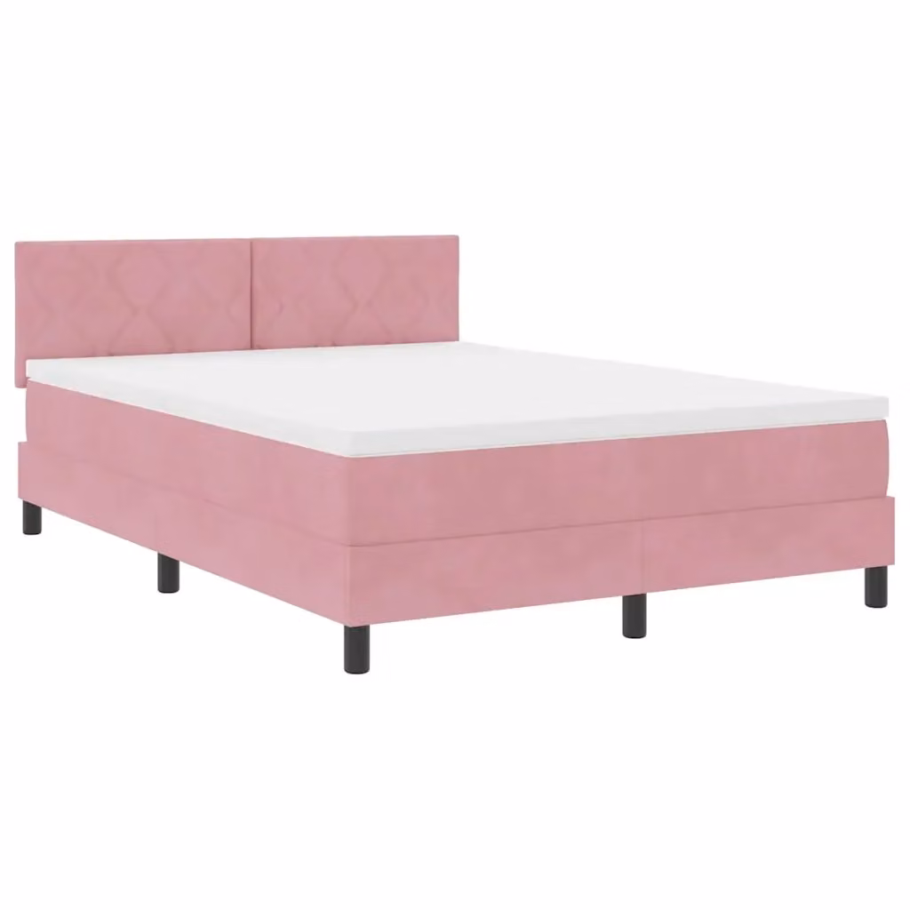 Letto a molla con illuminazione LED vidaXL in velluto rosa L/P/H: 160 x 200 x 103 cm – 2