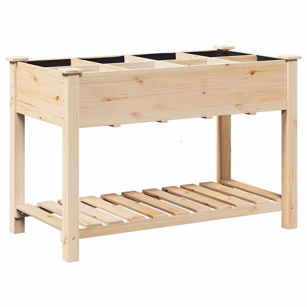 Fioriera da giardino con mensola vidaXL in legno di abete, colore beige, L: 115 cm, P: 59 cm, H: 76,5 cm – 2