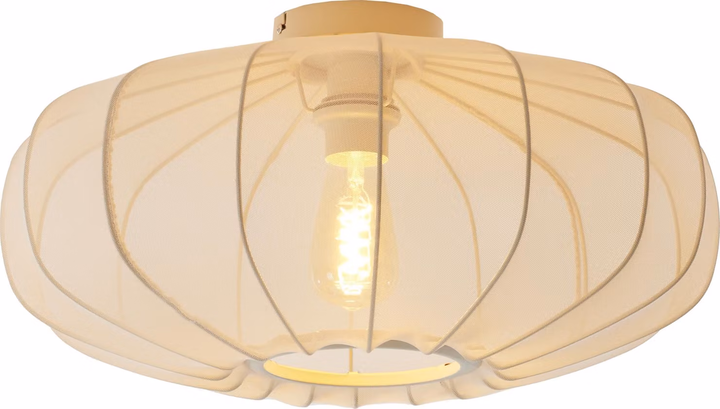 Plafoniera - beige - Plumalia - tessile - lampada a campana - E27 - 9208327 - Light & Living