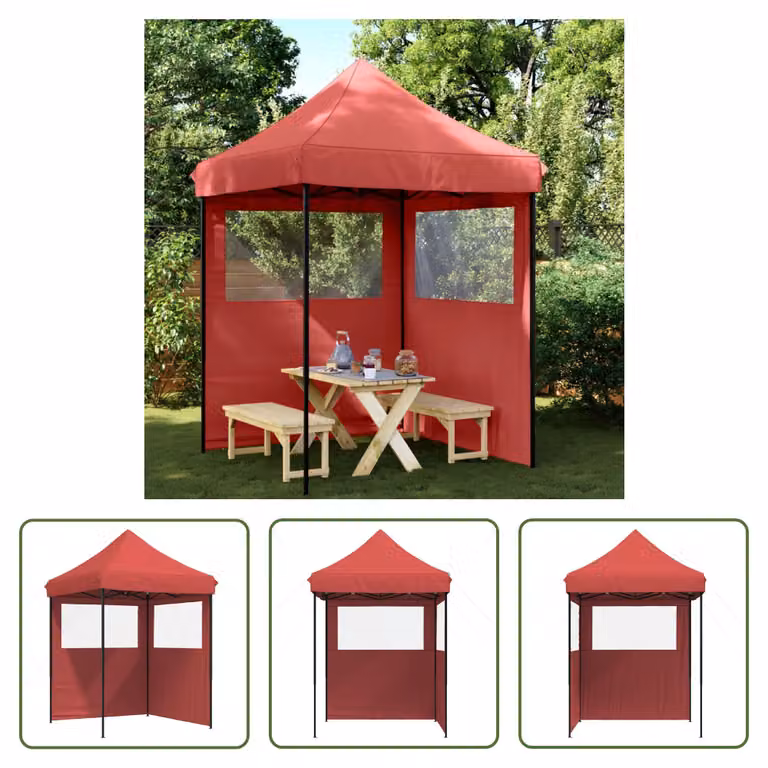 The Living Store Tenda per feste pieghevole pop-up con 2 pannelli laterali rosso bordeaux
